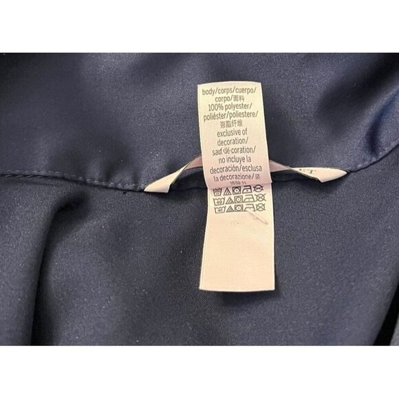 Victoria's Secret Ladies Medium Short Sleeve Navy Blue Satin Sleep Lounge Romper - Picture 5 of 6